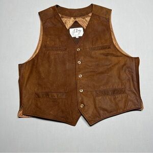 Remy Leather Men’s Brown Vest with Rustic Charm Size L